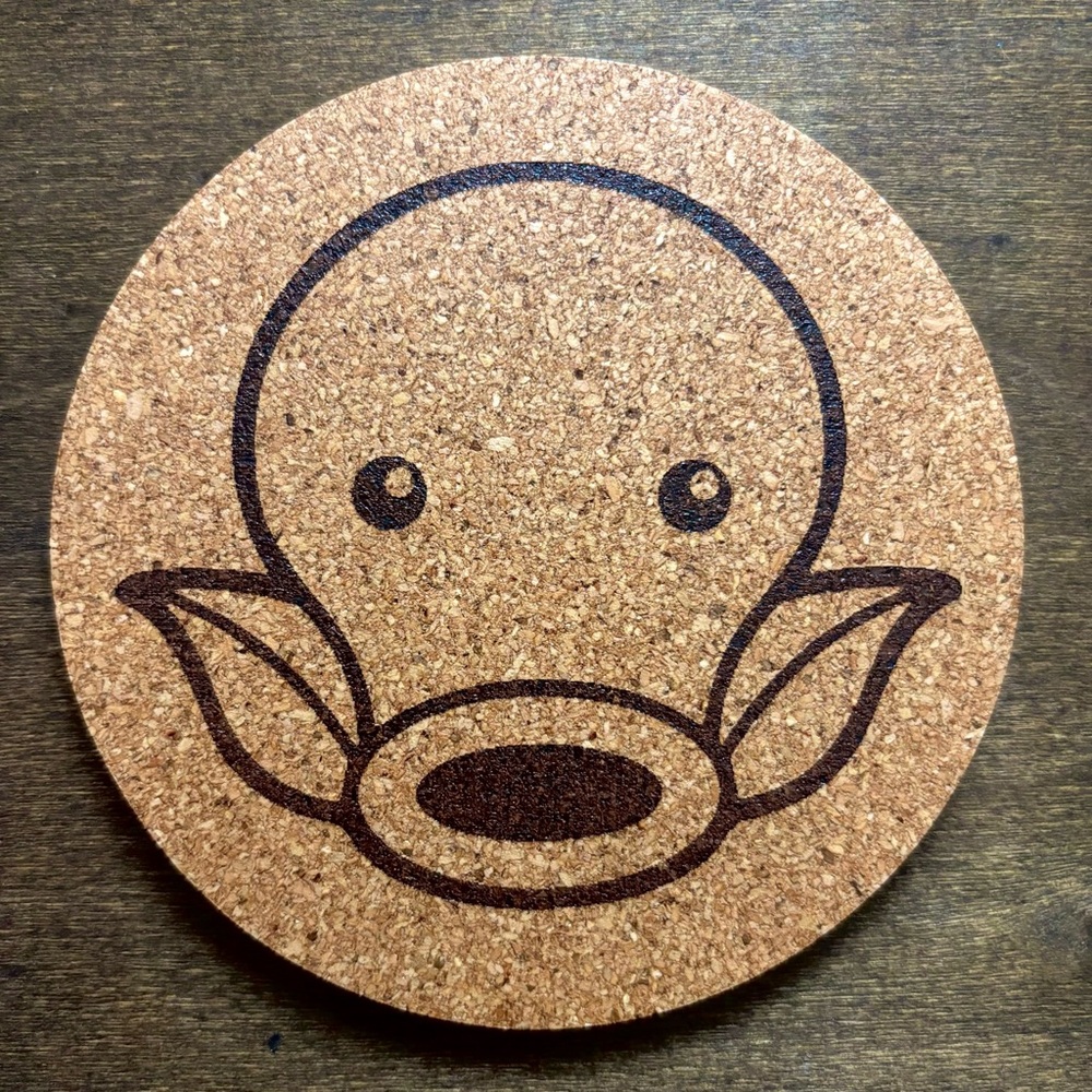 Pokemon Bellsprout Face Laser Engraved Cork Coaster